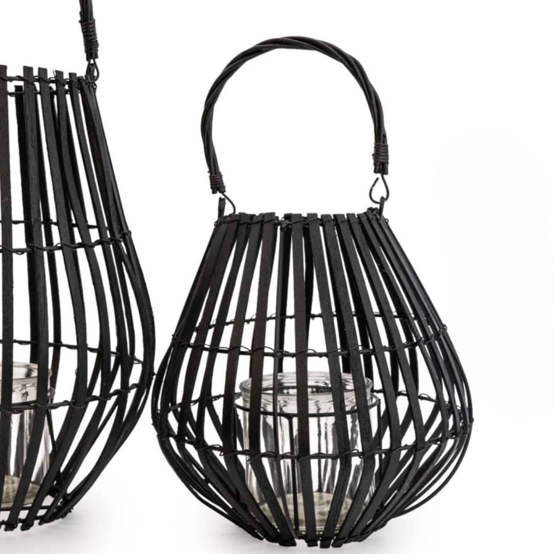 Matt Black Stalled Lantern with Handle