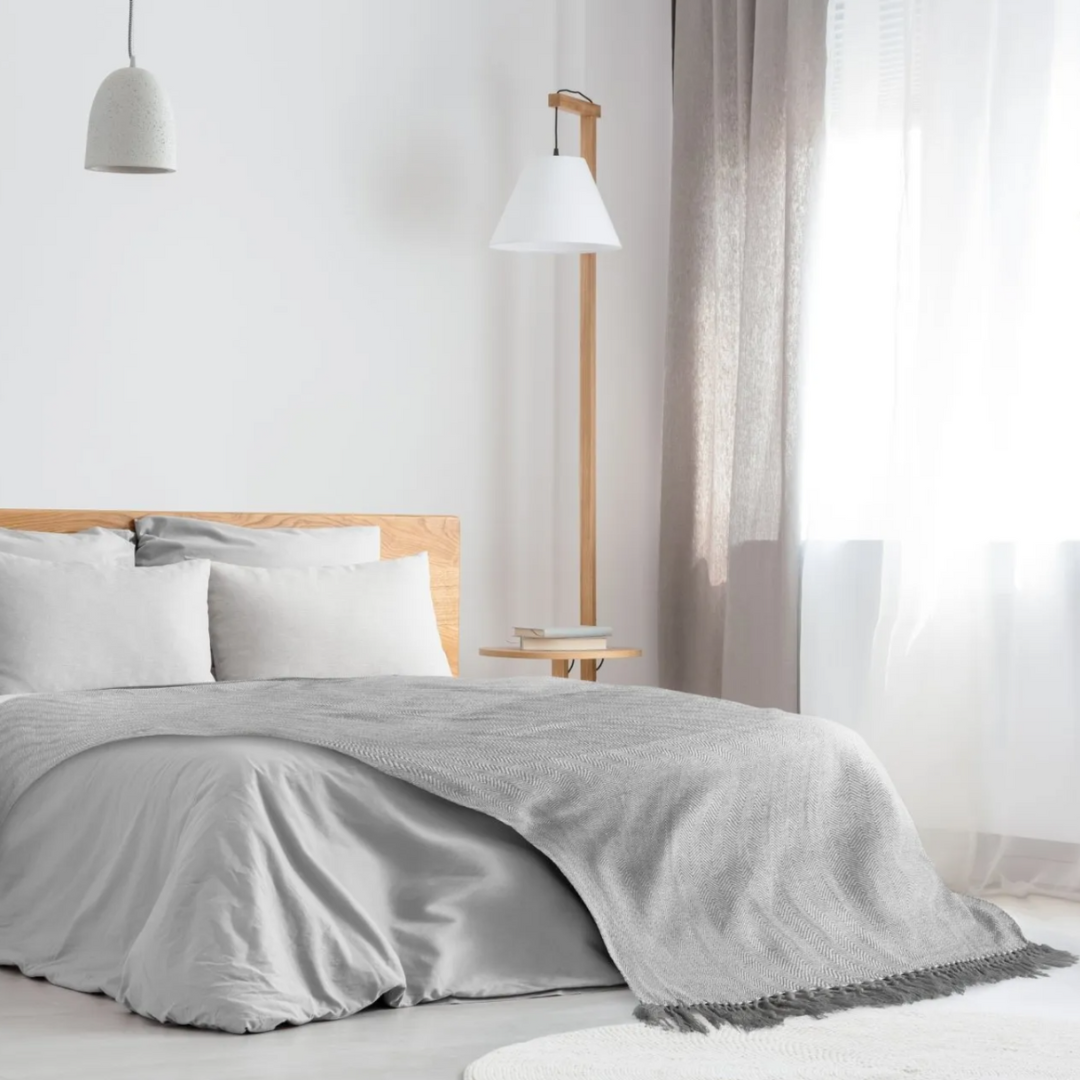 Grey Herringbone Throw