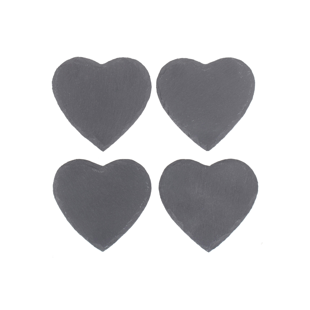 Heart Shaped Slate Coaster Set Of 4