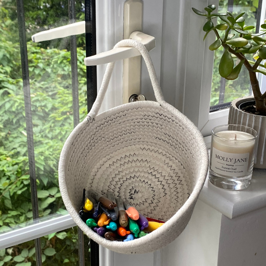 Set Of 2 White Hanging Baskets