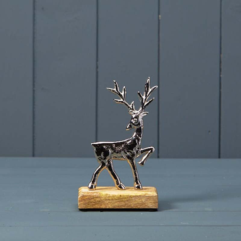 Silver Deer On Wooden Base