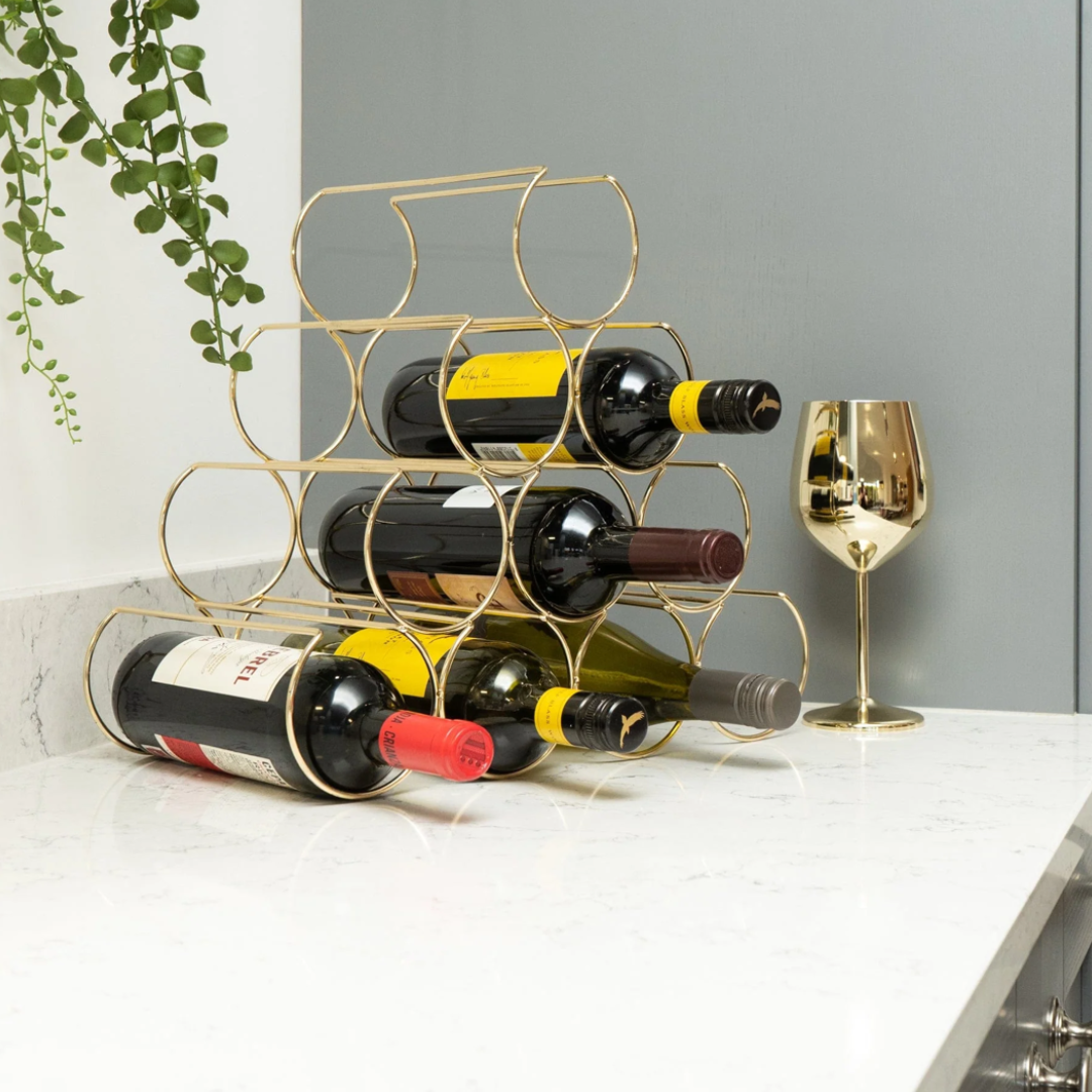 Gold 10 Bottle Wire Wine Rack