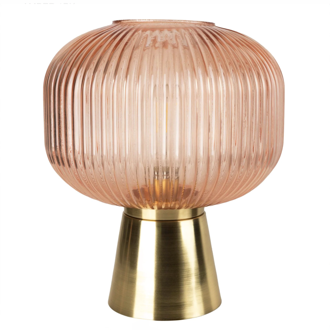 Amber LED Glass Round Ridged Lamp