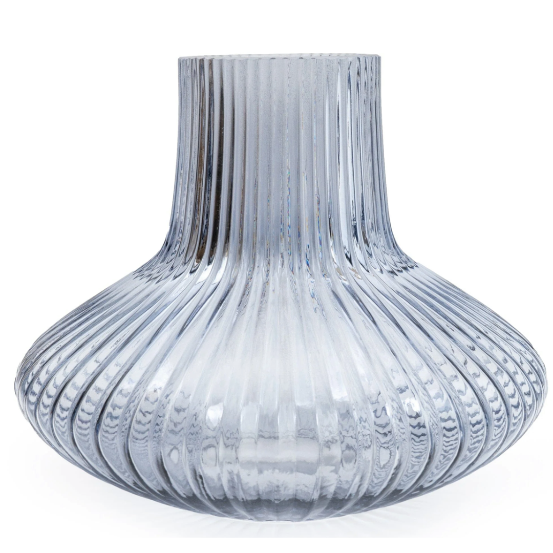 Grey Ridged Bottle Vase