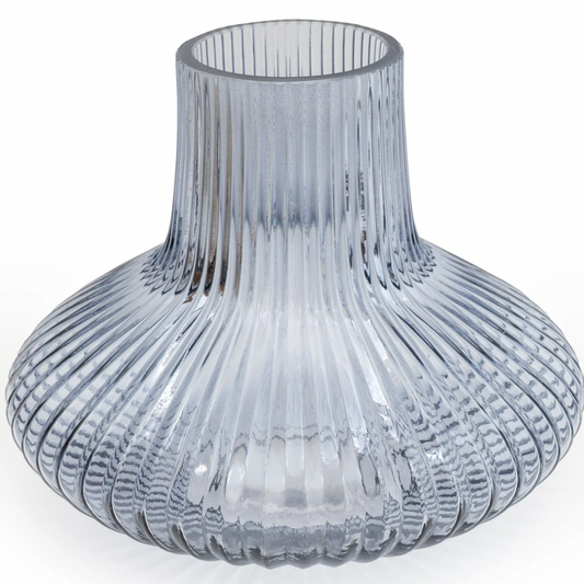 Grey Ridged Bottle Vase