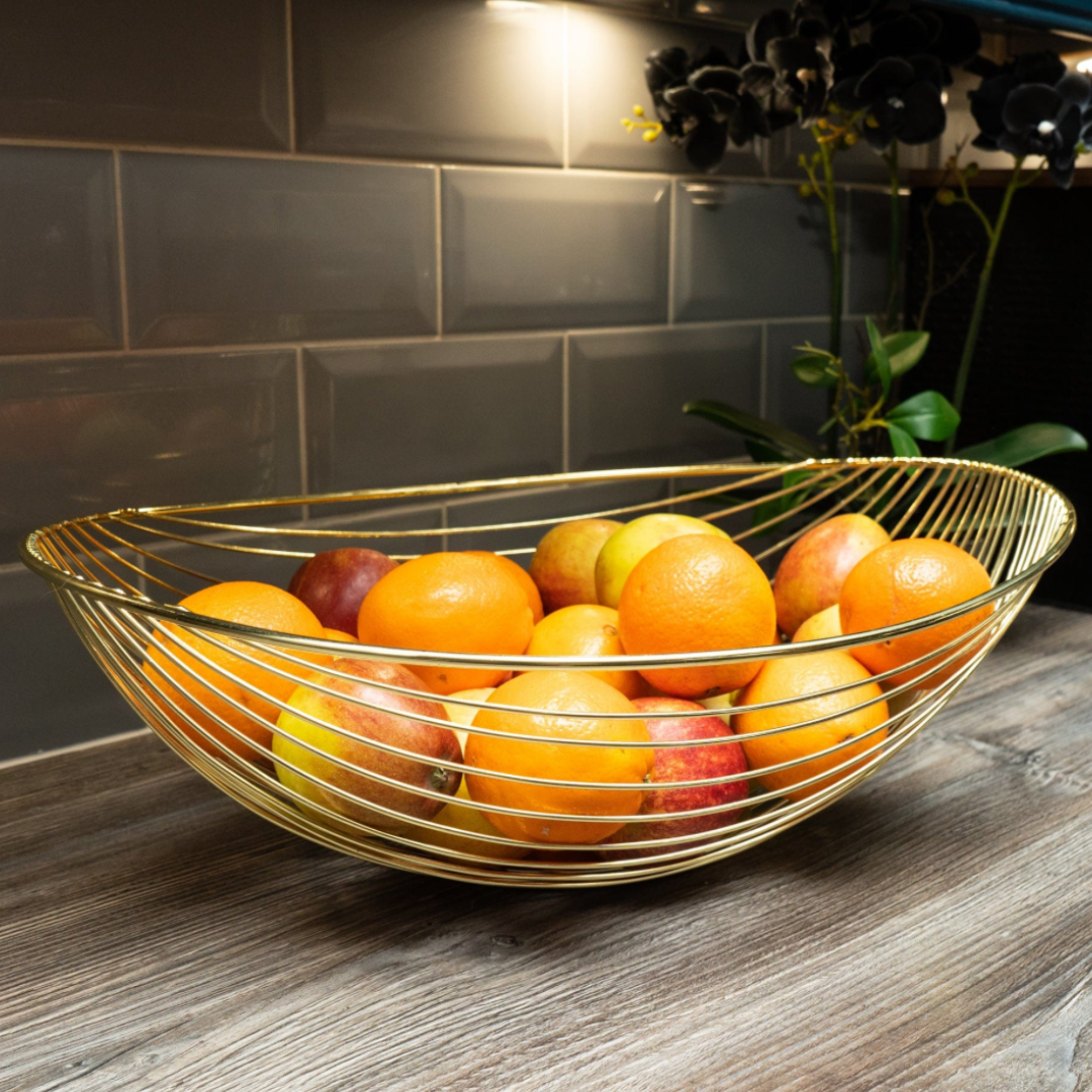 Large Gold Wired Fruit Bowl