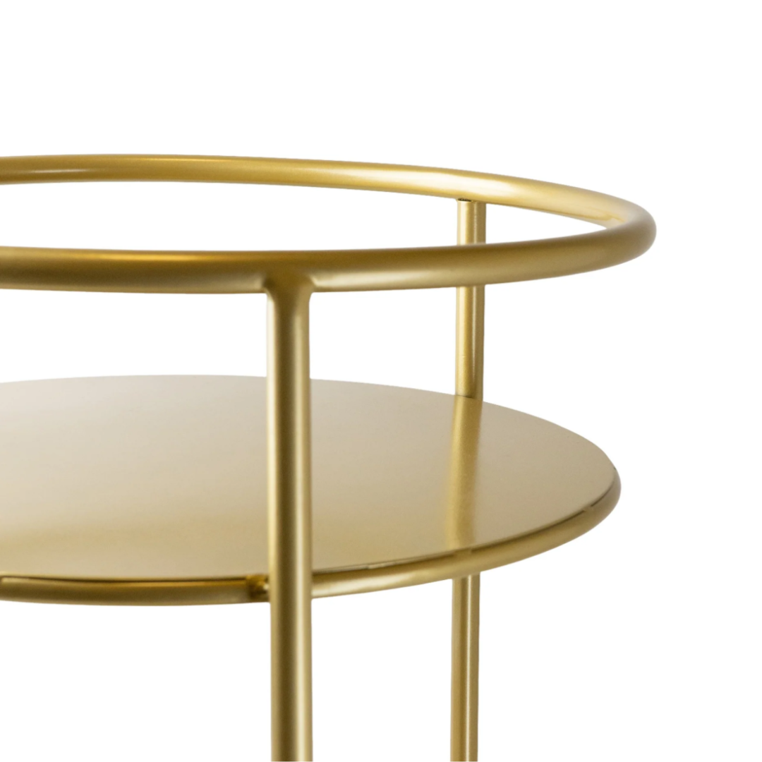 Gold Drinks Trolley with Two Shelves