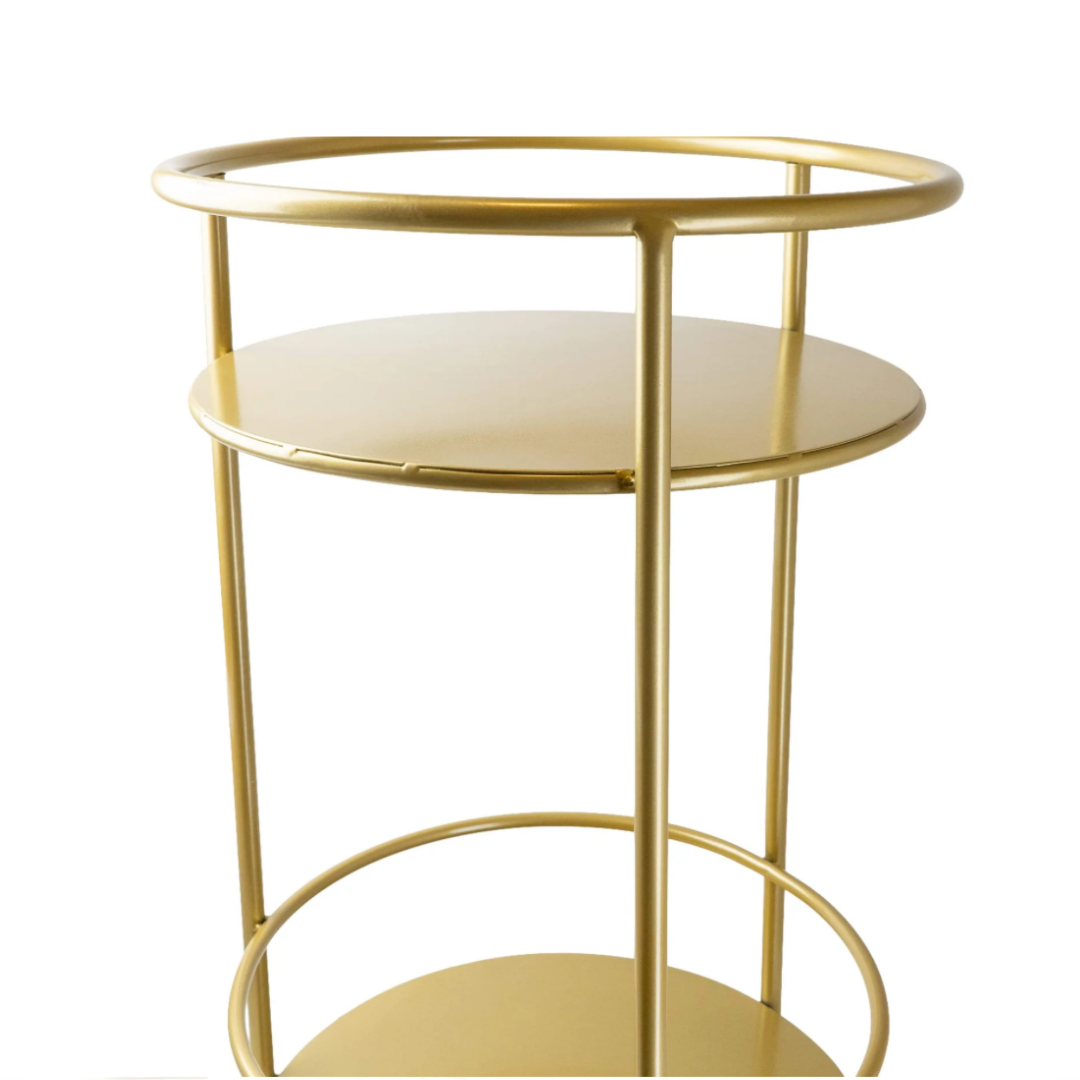 Gold Drinks Trolley with Two Shelves