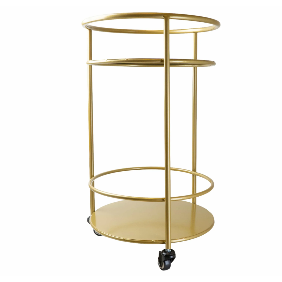 Gold Drinks Trolley with Two Shelves