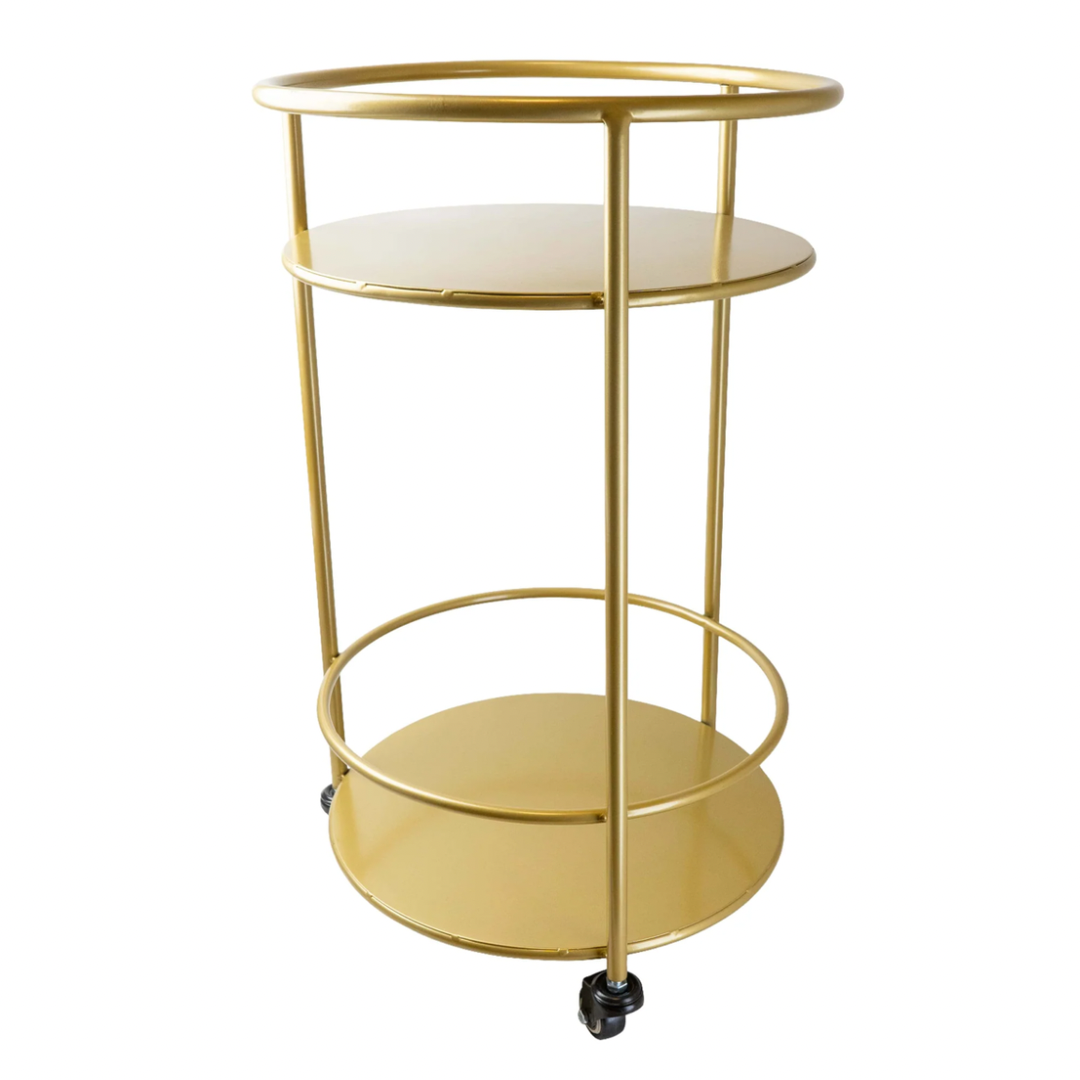 Gold Drinks Trolley with Two Shelves