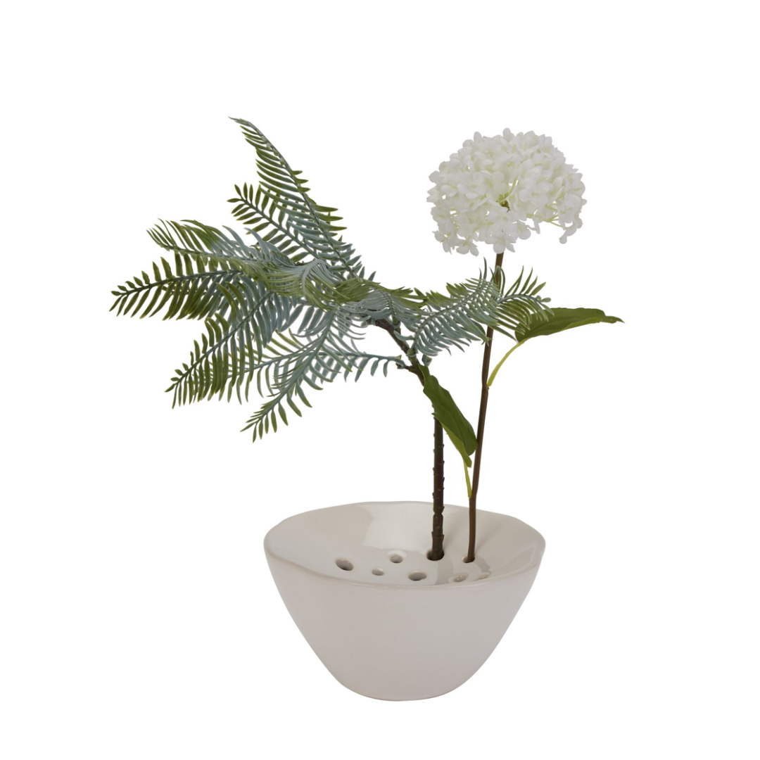 Off white ceramic flower frog