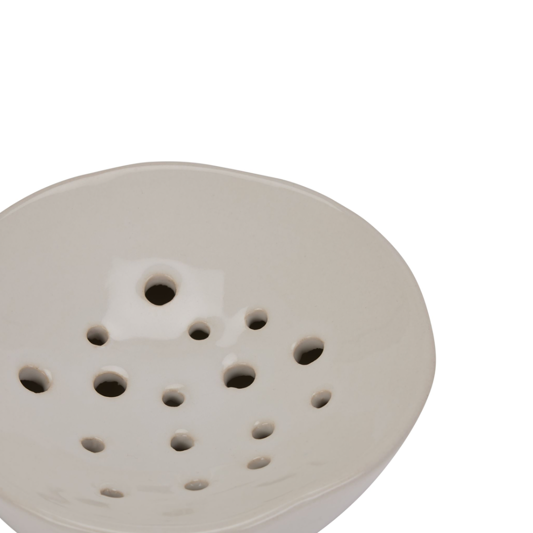 Off white ceramic flower frog