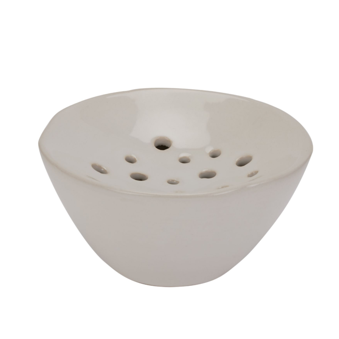 Off white ceramic flower frog