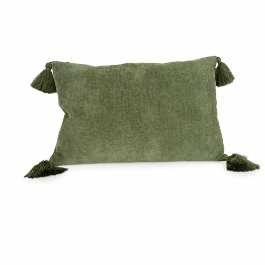 Green Tasselled Rectangle Cushion