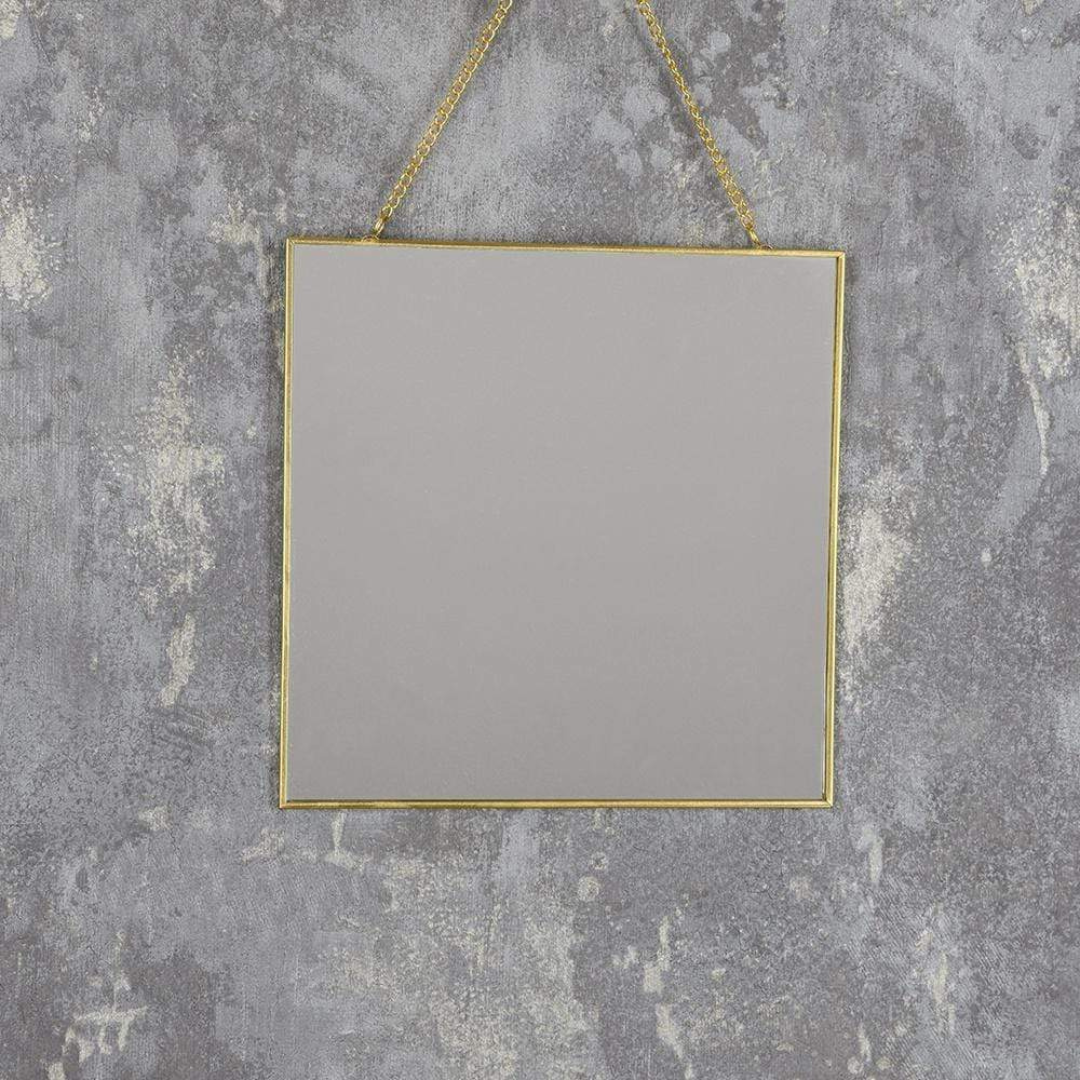 Gold Square Hanging Mirror