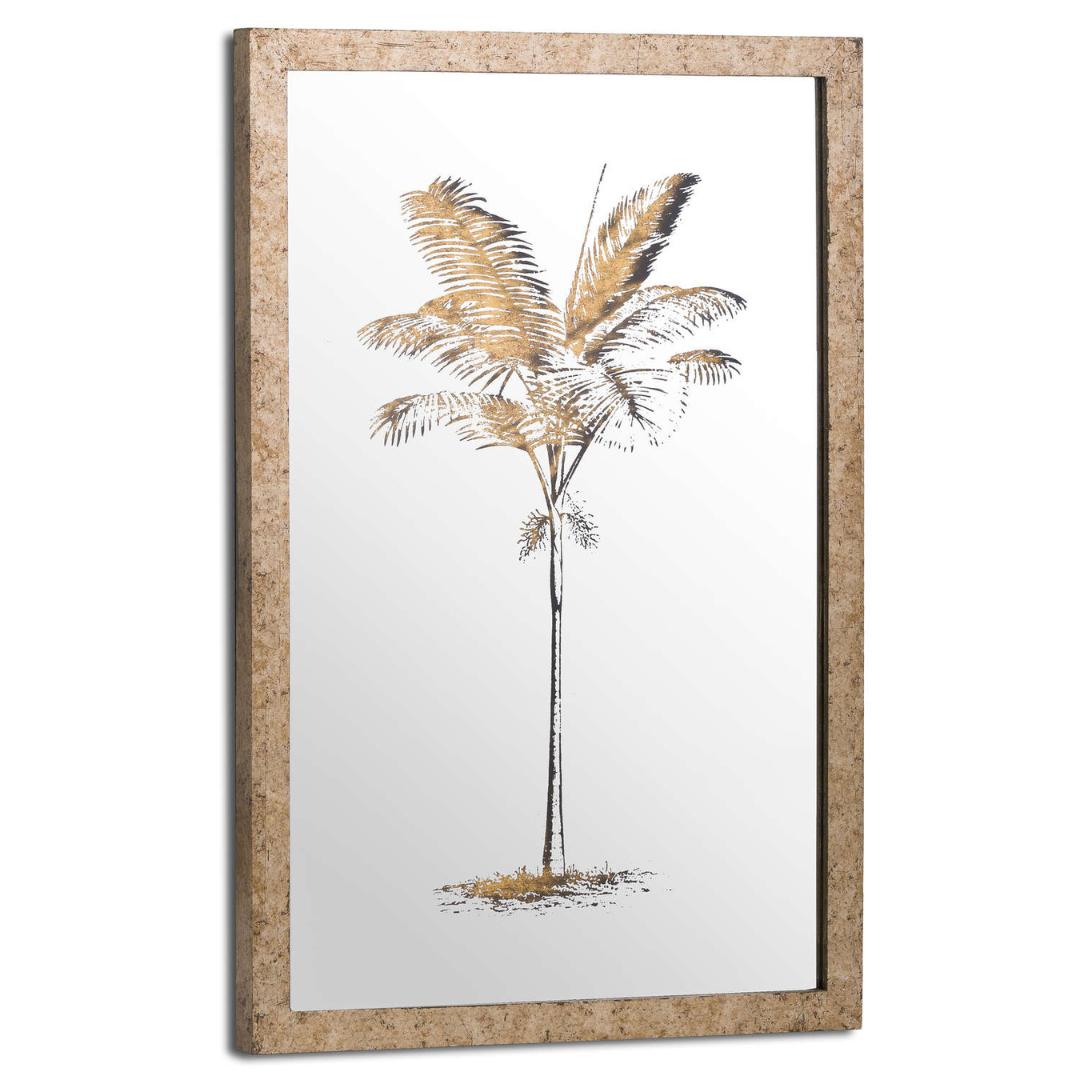 ﻿ Metallic Mirrored Brass Palm Wall Art