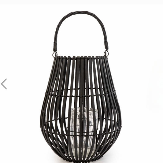 Matt Black Stalled Lantern with Handle