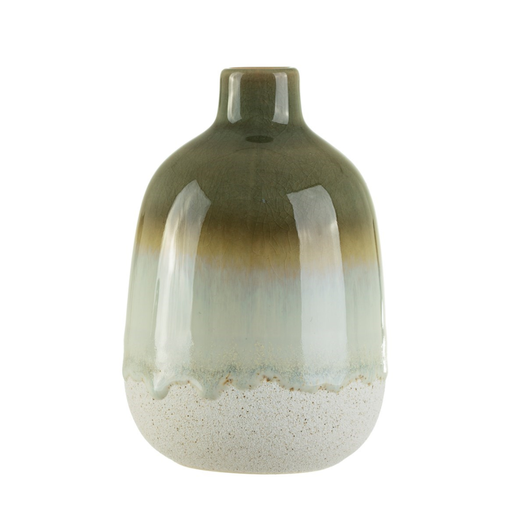 Glazed Green  Bud Vase