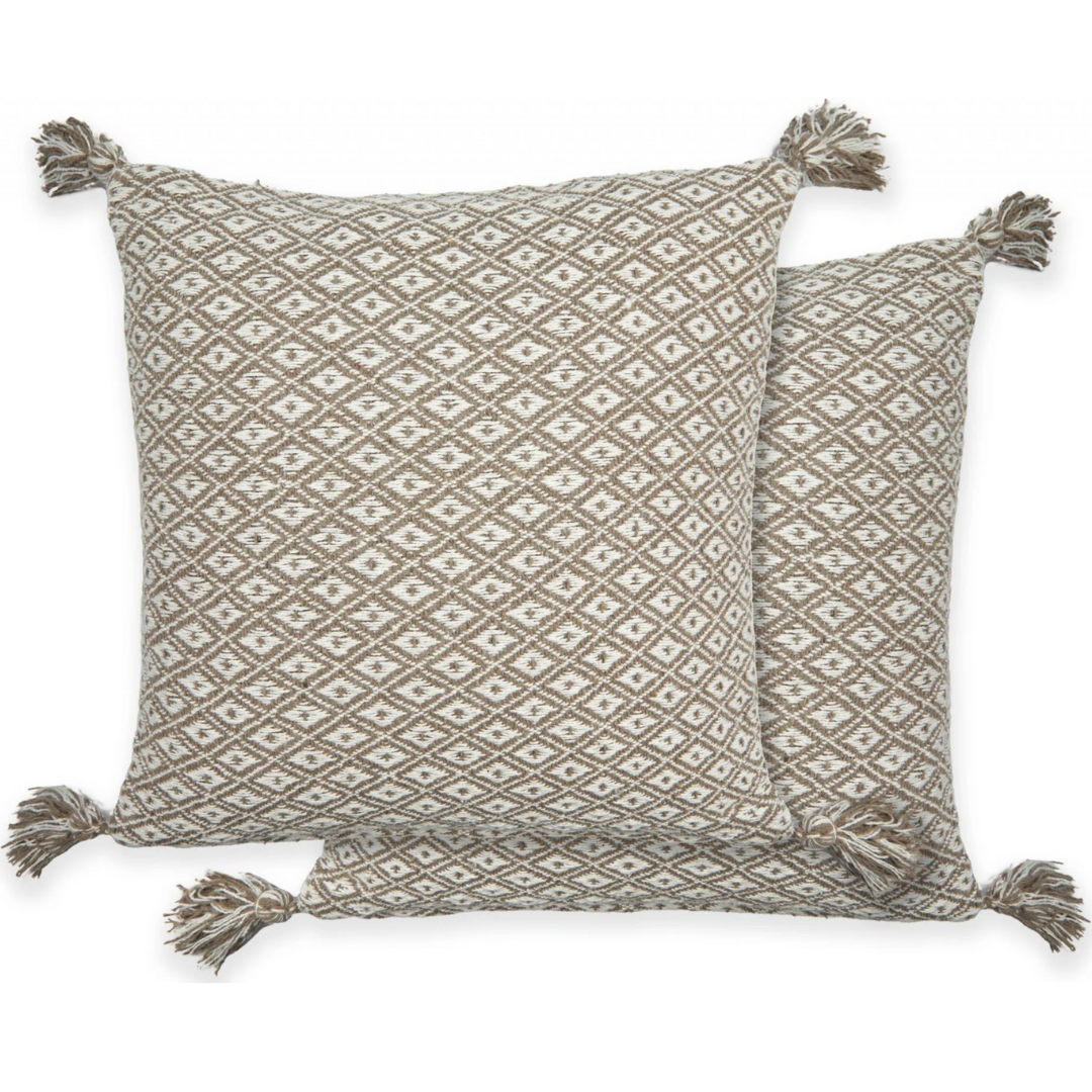 Taupe Geometric Cushion