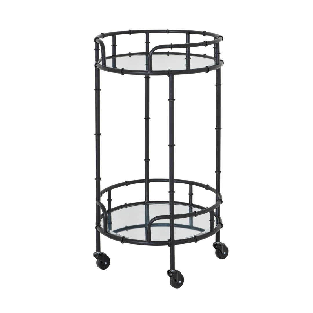 Black Round Drinks Trolley