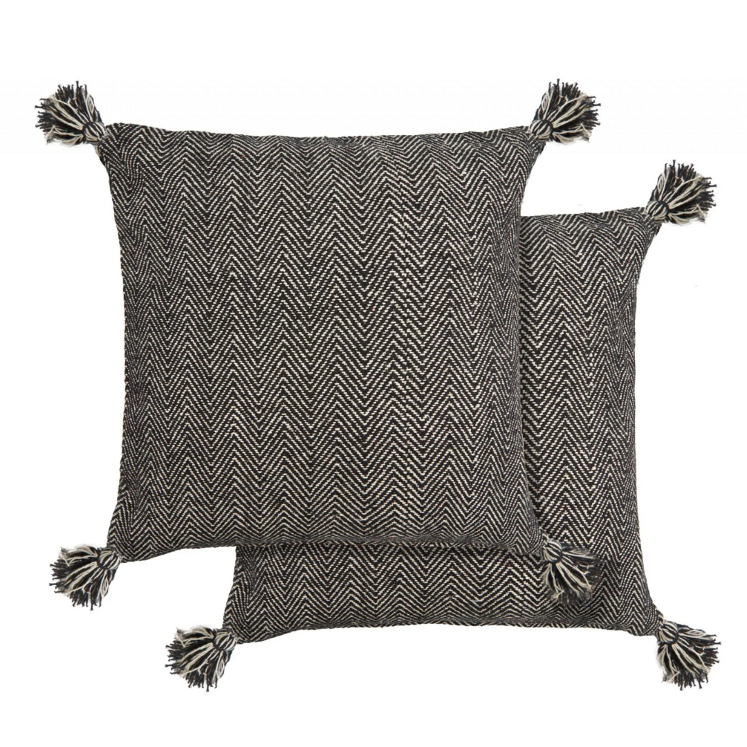 Black Herringbone Cushion