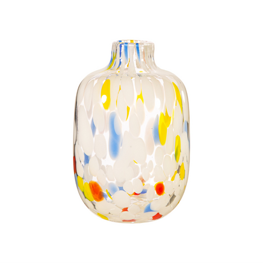 Small Multicoloured Speckled Glass Vase