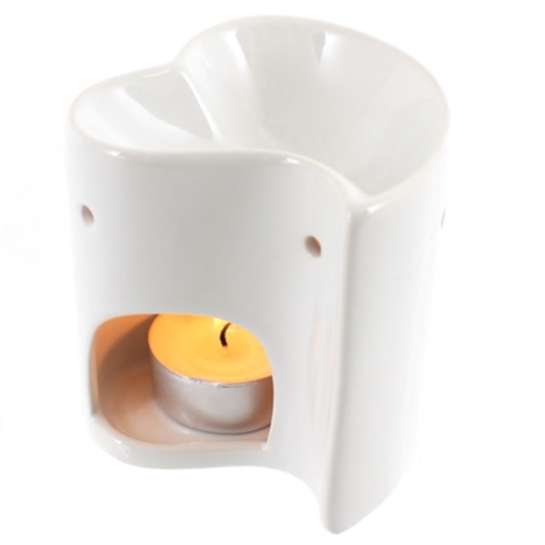 White Heart Shaped Wax Burner