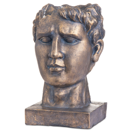 Antique Bronze Roman Head Planter Indoor Outdoor