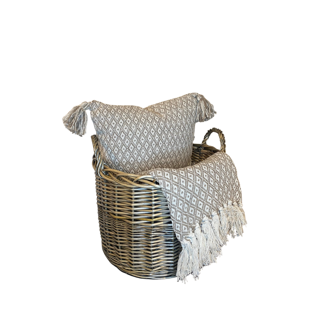 Large Grey Wicker Basket