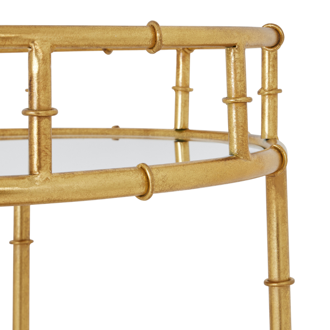 Gold Round Drinks Trolley