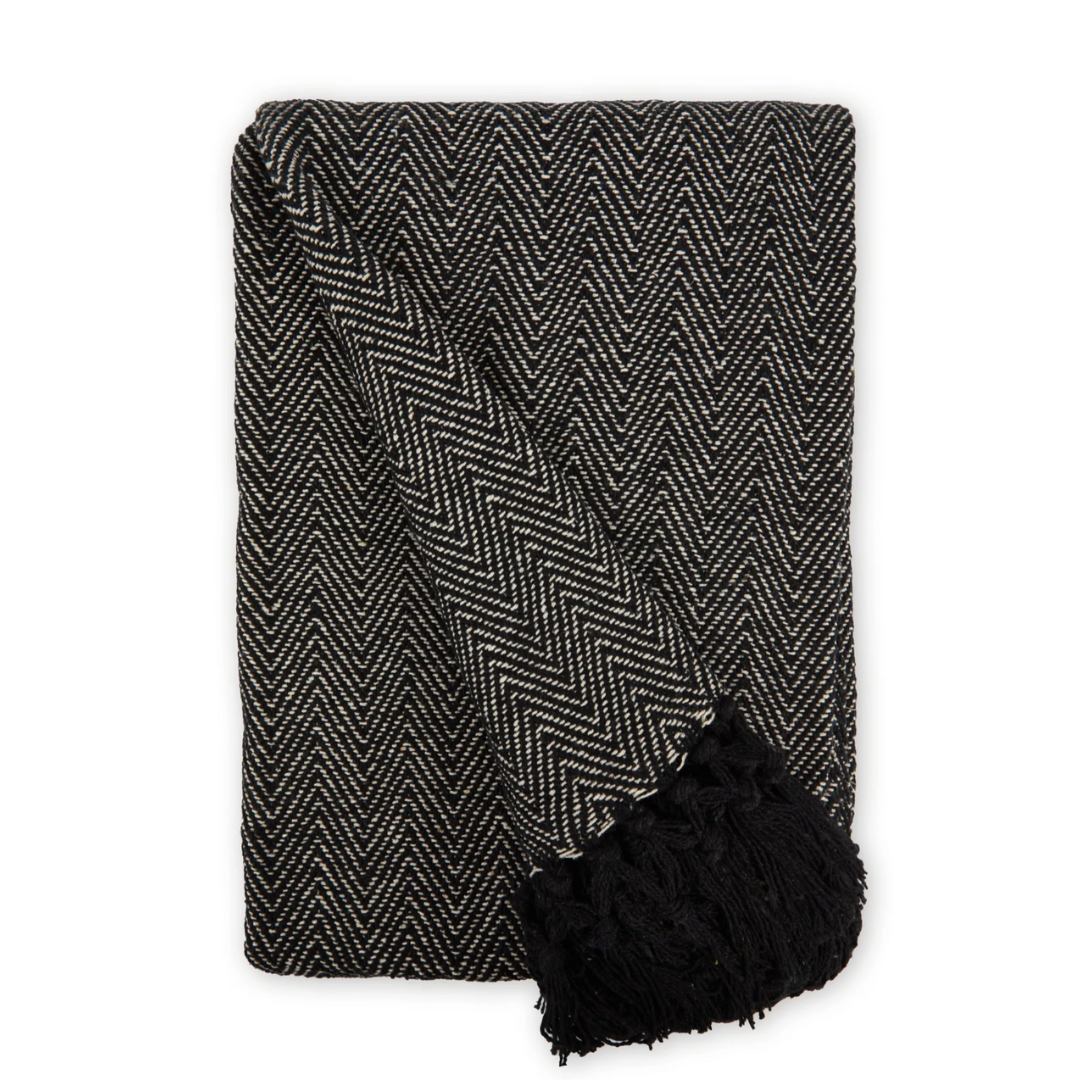 Black Herringbone Throw