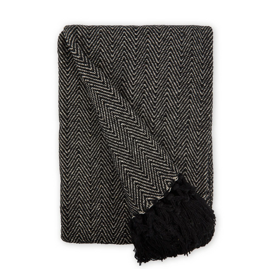 Black Herringbone Throw