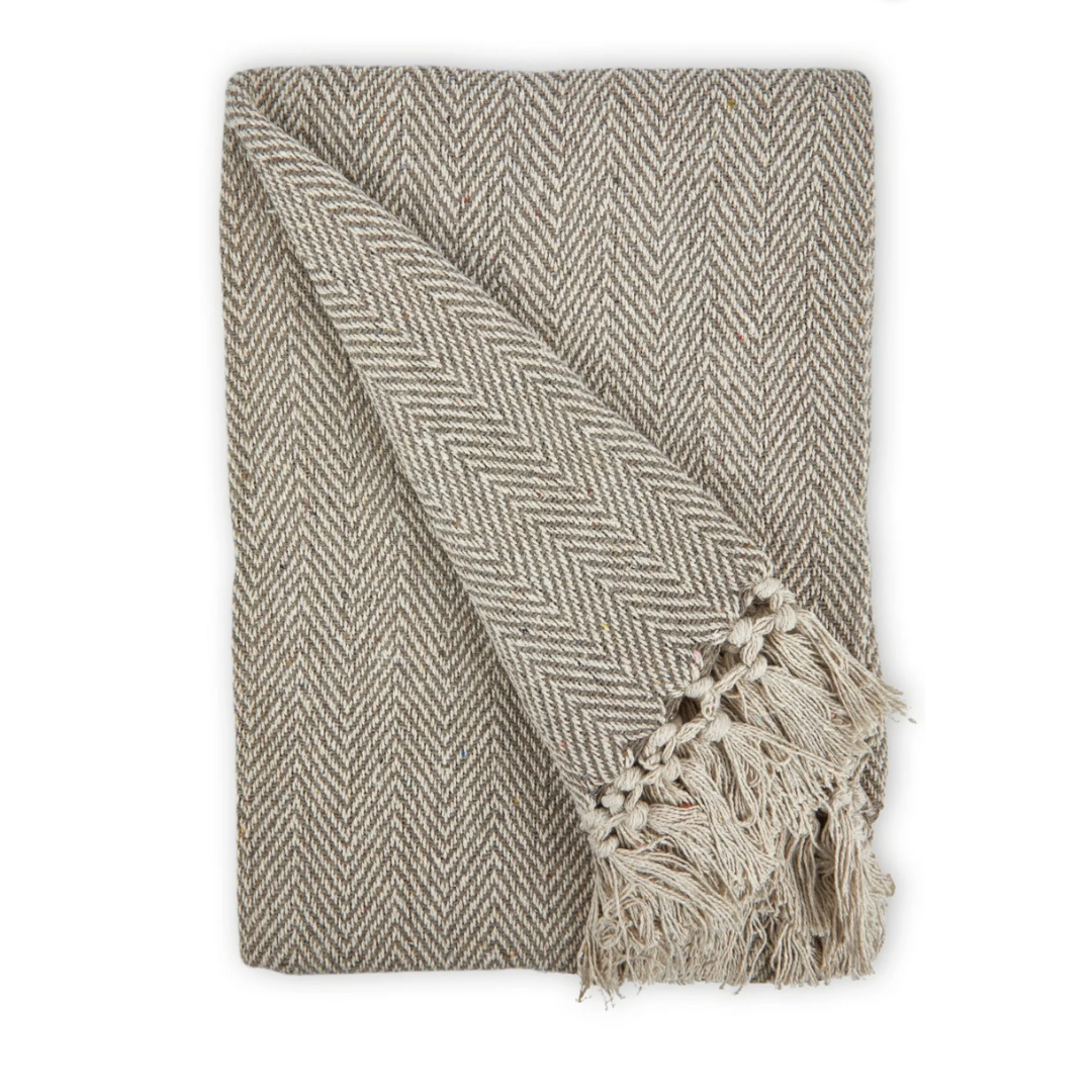 Natural Herringbone Throw