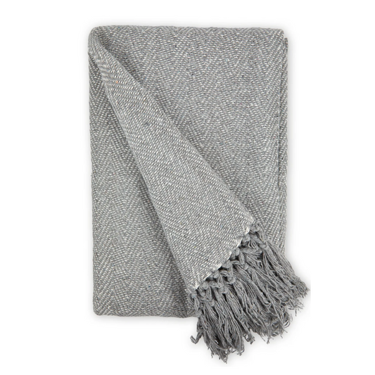 Grey Herringbone Throw