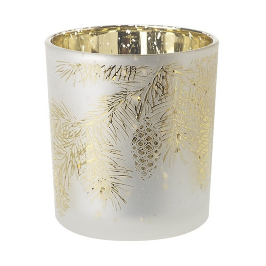 Small Gold and White Candle Holder