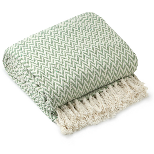 Chevron – Recycled Cotton Throw in Pistachio