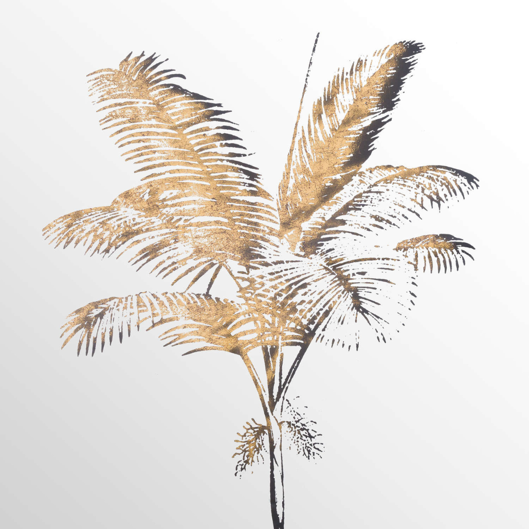 ﻿ Metallic Mirrored Brass Palm Wall Art