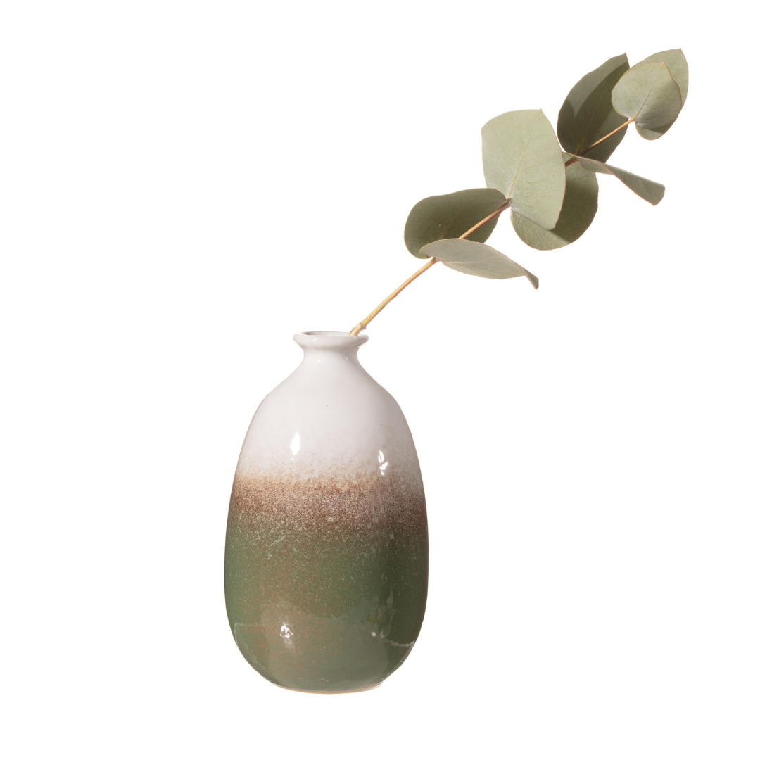 Dip Green Glazed Bud Vase