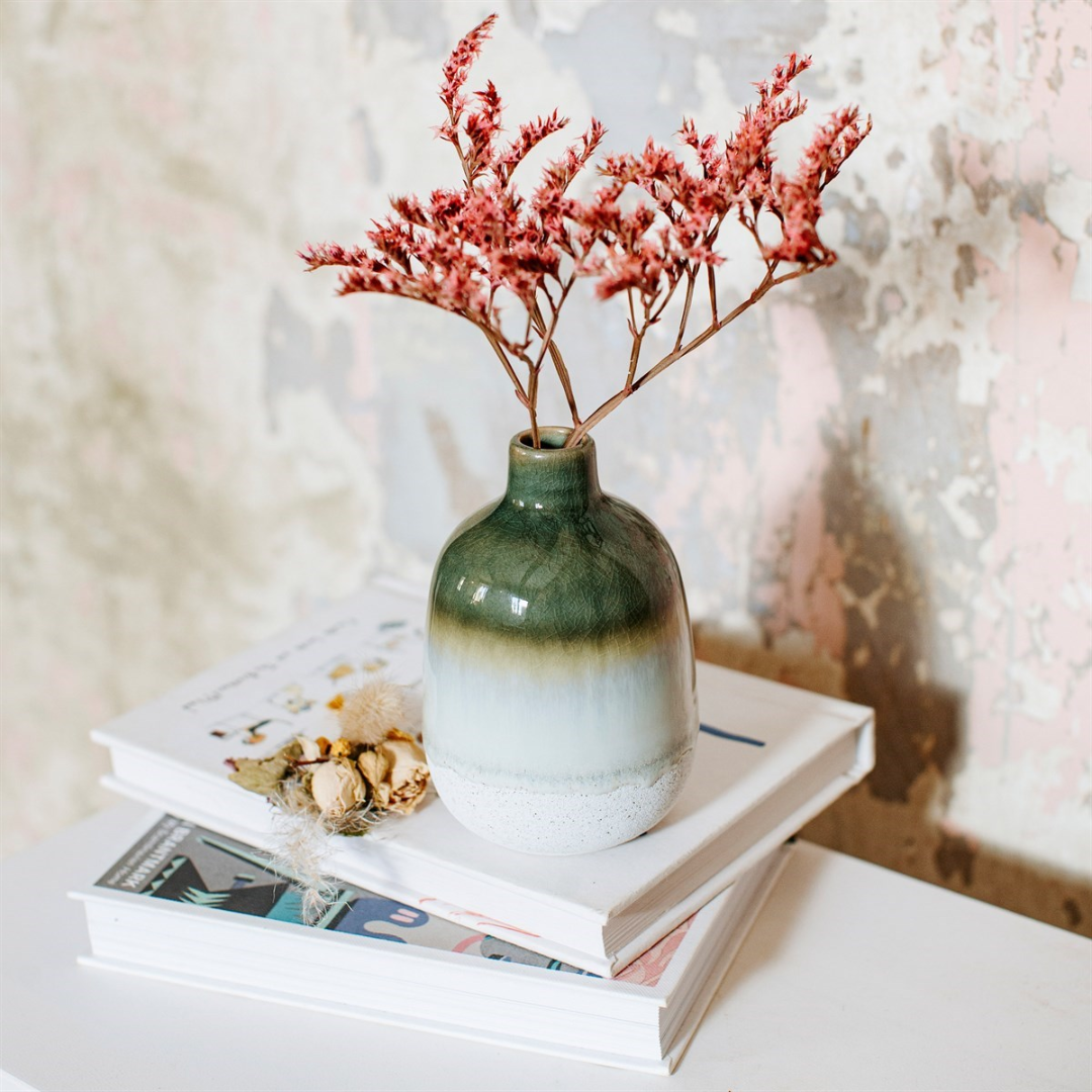 Glazed Green  Bud Vase