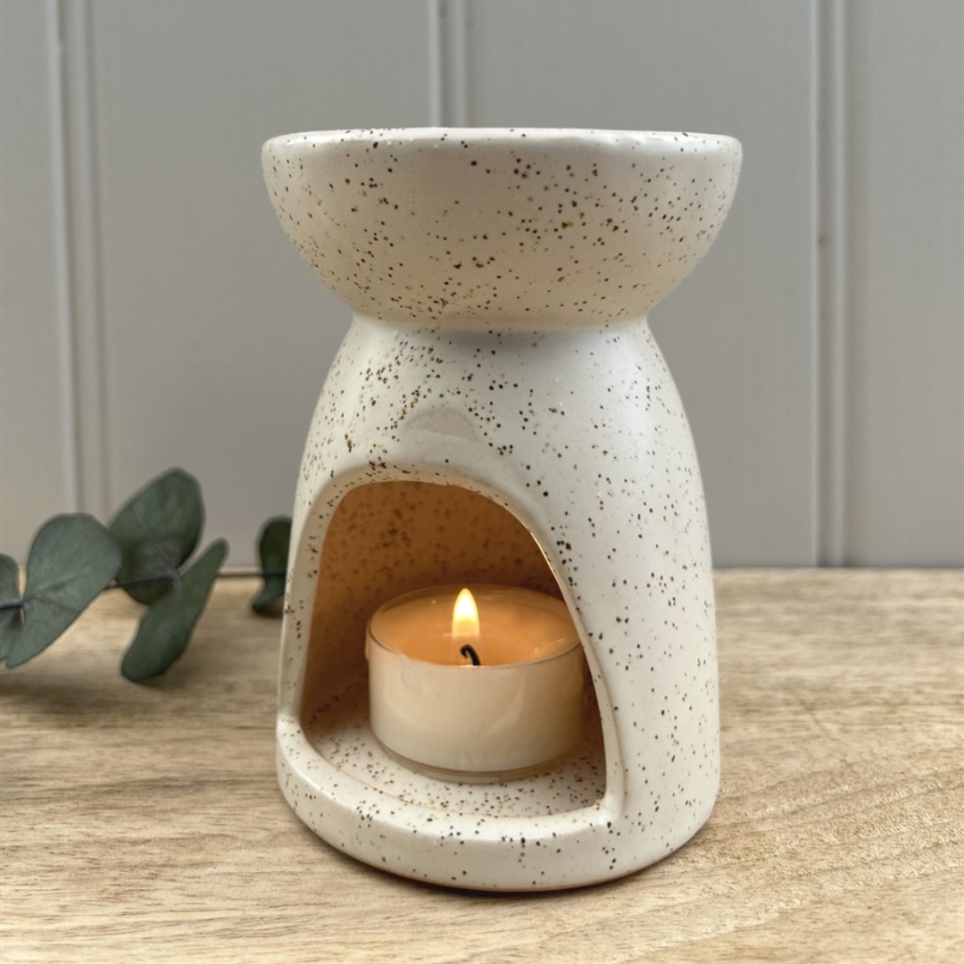 Natural Speckled Ceramic Oil Burner / Wax Melter