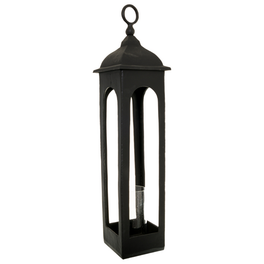 Farrah Collection Black Cast Tall Loop Top Lantern