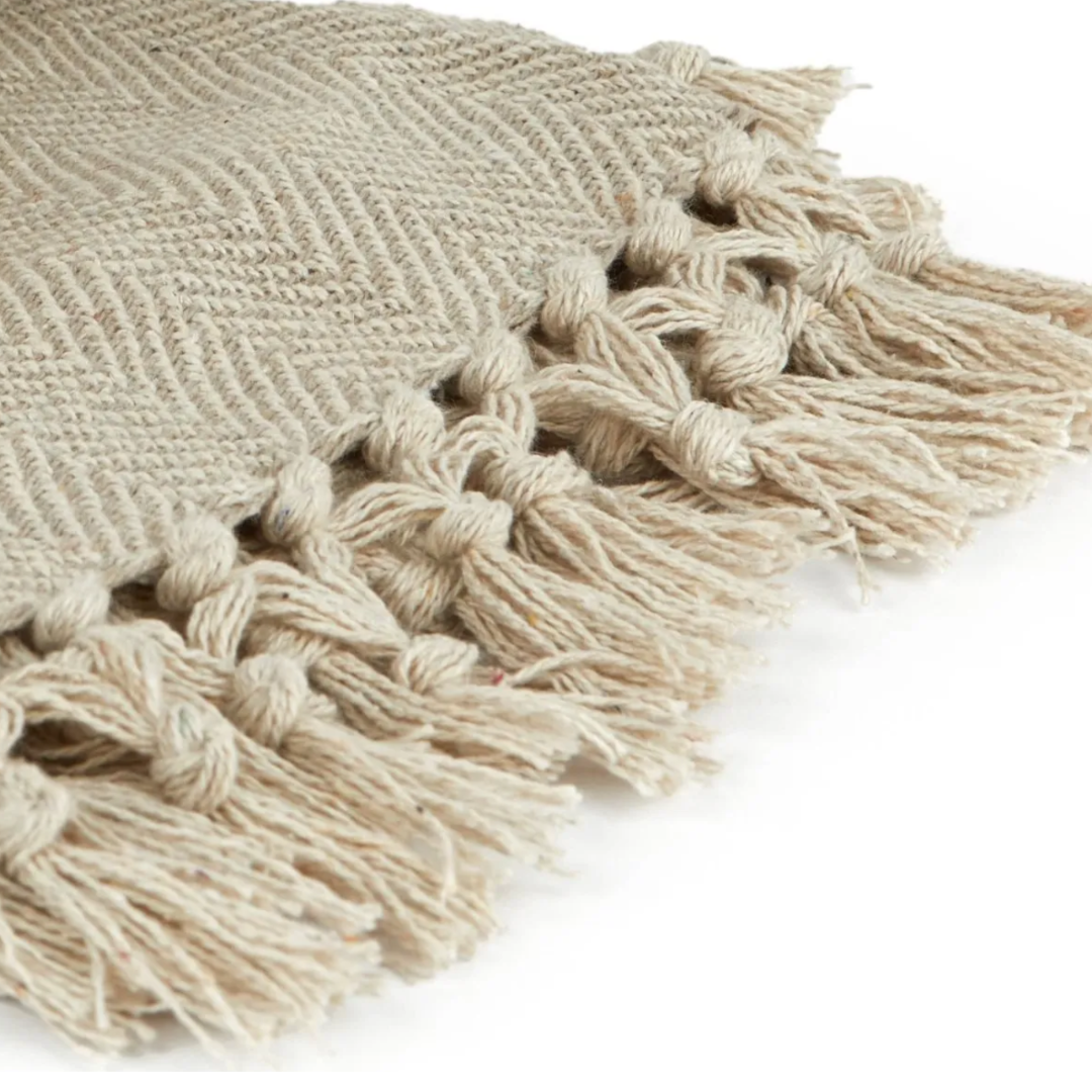 Natural Herringbone Throw