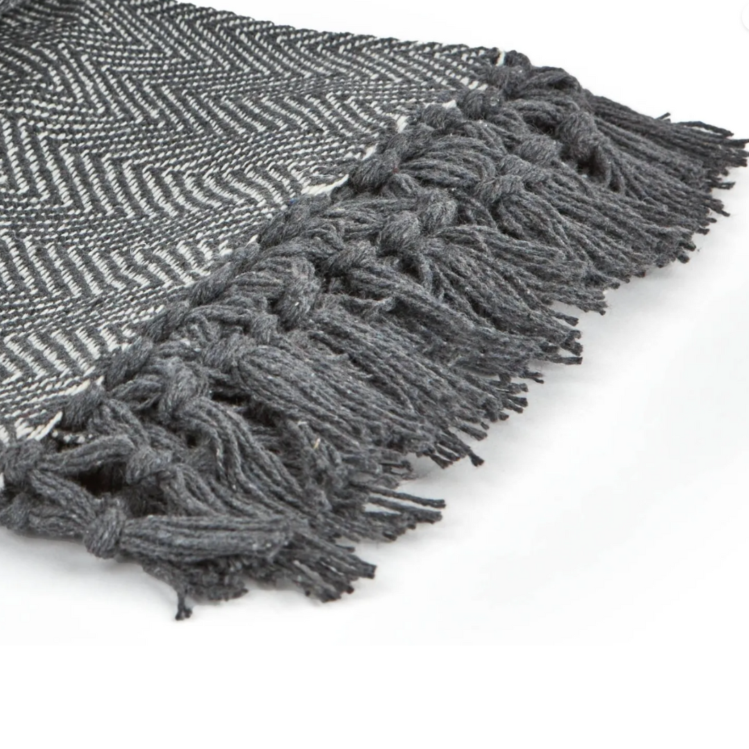 Grey Herringbone Throw