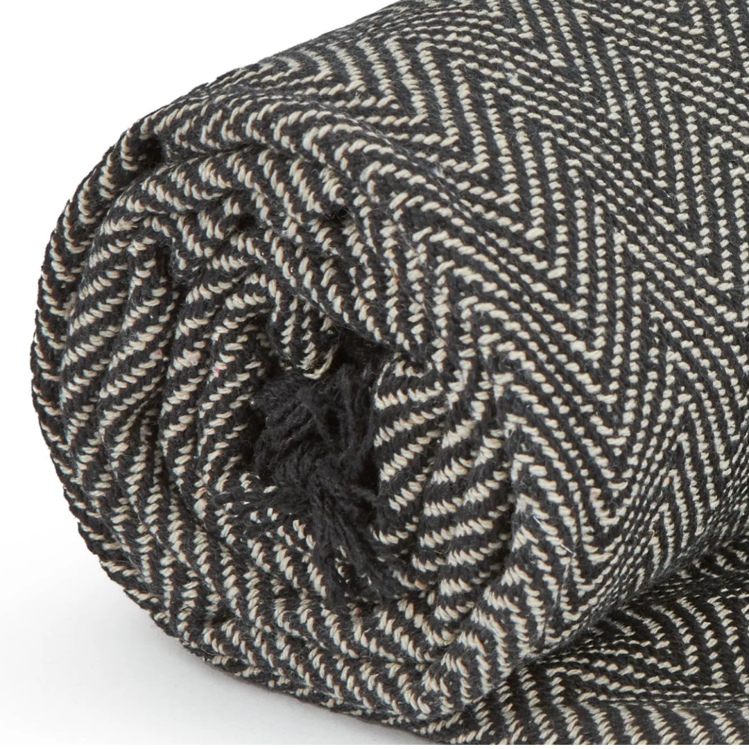 Black Herringbone Throw