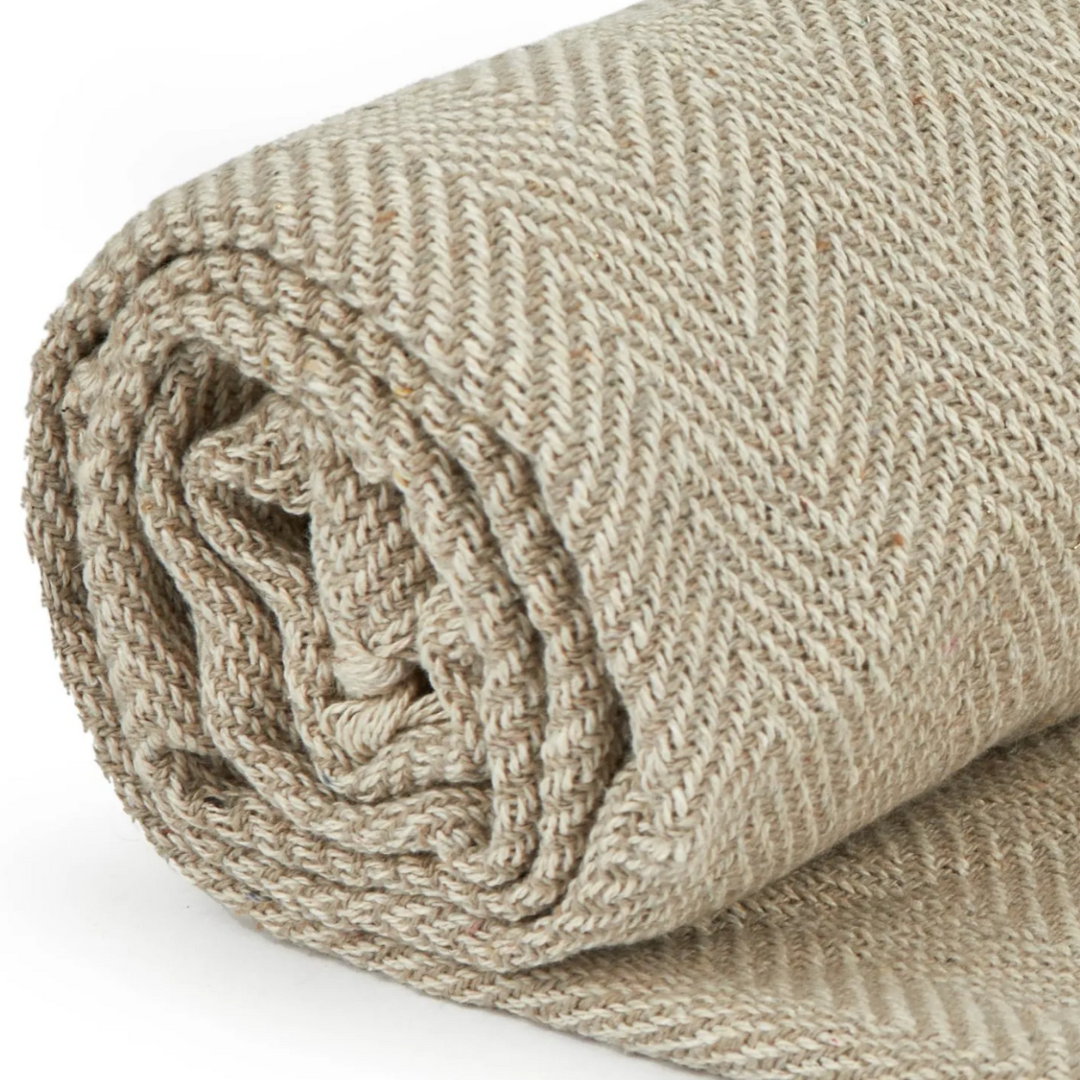 Natural Herringbone Throw