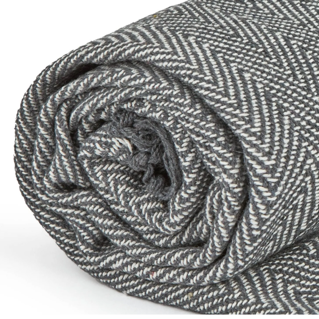 Grey Herringbone Throw