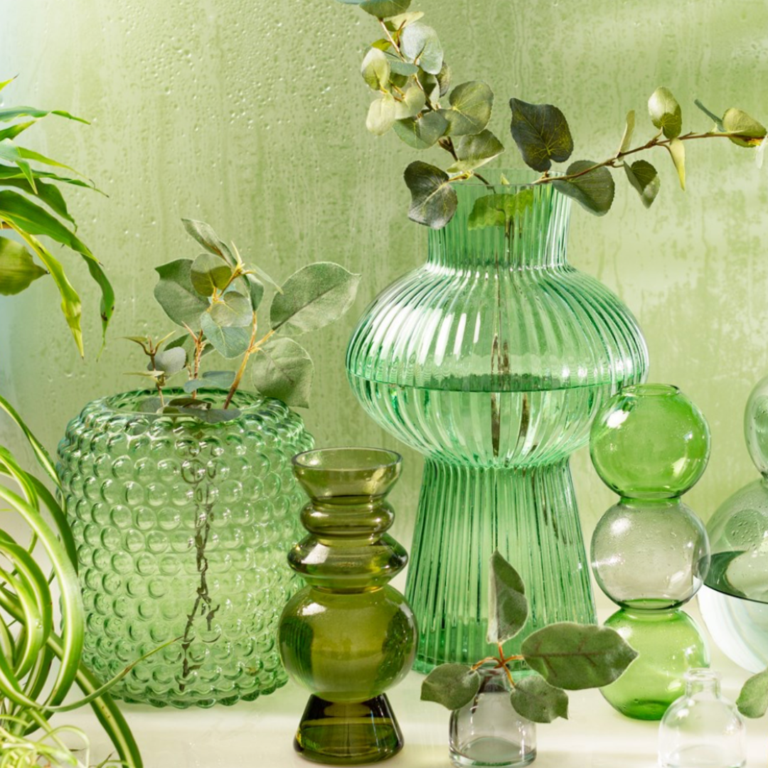 Green Glass Bobble Vase